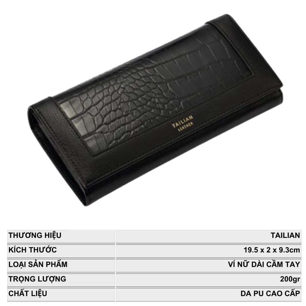 Ảnh Ví Nữ Dài Cầm Tay TAILIAN Da Vân Cá Sấu Thời Trang Nhiều Ngăn Đựng Tiền Điện Thoại TL26 2