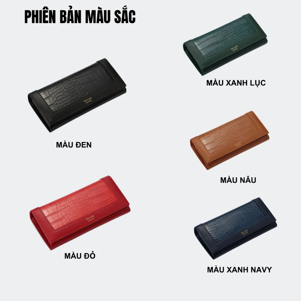 Ảnh Ví Nữ Dài Cầm Tay TAILIAN Da Vân Cá Sấu Thời Trang Nhiều Ngăn Đựng Tiền Điện Thoại TL26 3