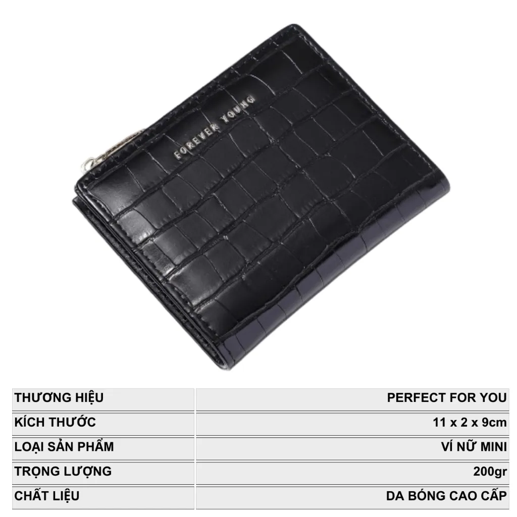 Ảnh Ví Nữ Mini Cầm Tay PERFECT FOR YOU Đựng Tiền Nhiều Ngăn Vân Ra Rắn Cao Cấp Cực Đẹp Giá Rẻ PFY26 3