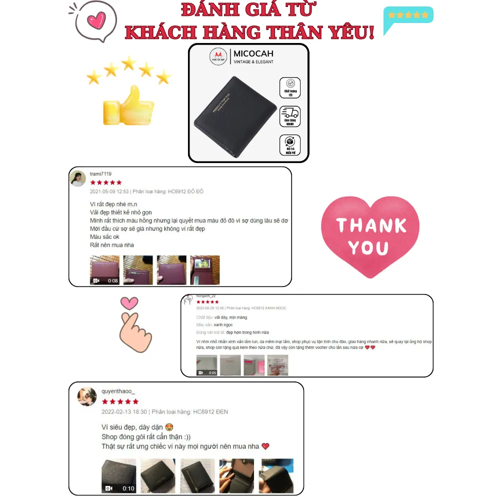 Ảnh Ví Nữ Mini Cầm Tay PERFECT FOR YOU Đựng Tiền Dáng Vuông Xinh Xắn Da Cao Cấp PFY01 - Micocah Mall 2