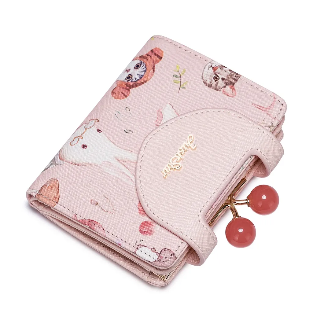 Ảnh Ví nữ mini cute Just Star đẹp dễ thương ngắn dài thỏ cherry hồng nhiều ngăn đựng tiền thẻ ViAnh Store 070355 070354 3