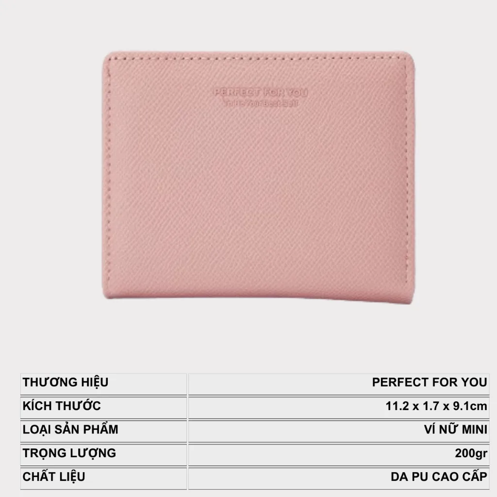 Ảnh Ví Nữ Ngắn Mini Cầm Tay PERFECT FOR YOU Nhỏ Gọn Nhiều Ngăn Đựng Tiền Da Cao Cấp Cực Đẹp PFY56 2