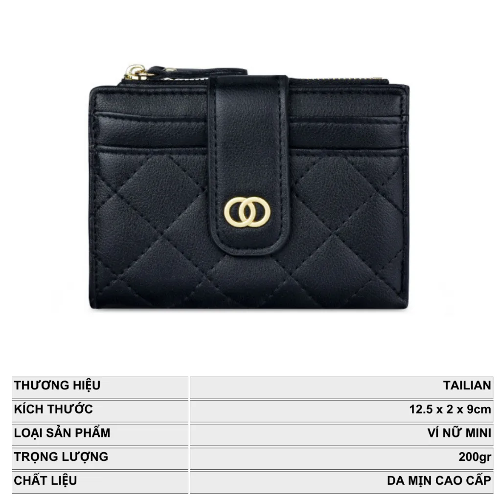 Ảnh Ví Nữ Ngắn Mini Cầm Tay Đựng Tiền TAILIAN Thời Trang Kẻ Caro Xinh Xắn Da Cao Cấp TL12 3