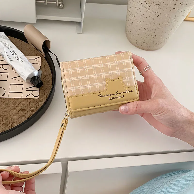 Ảnh Ví nữ sáng tạo ngọt ngào thời trang Ví đựng tiền đa chức năng in lưới dễ thương 4