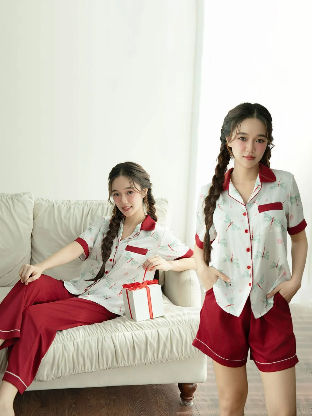 Ảnh VIBES Combo Pijama dài và ngắn Lụa vân gỗ cao cấp Odonata Long Py Set (3 pcs) 1
