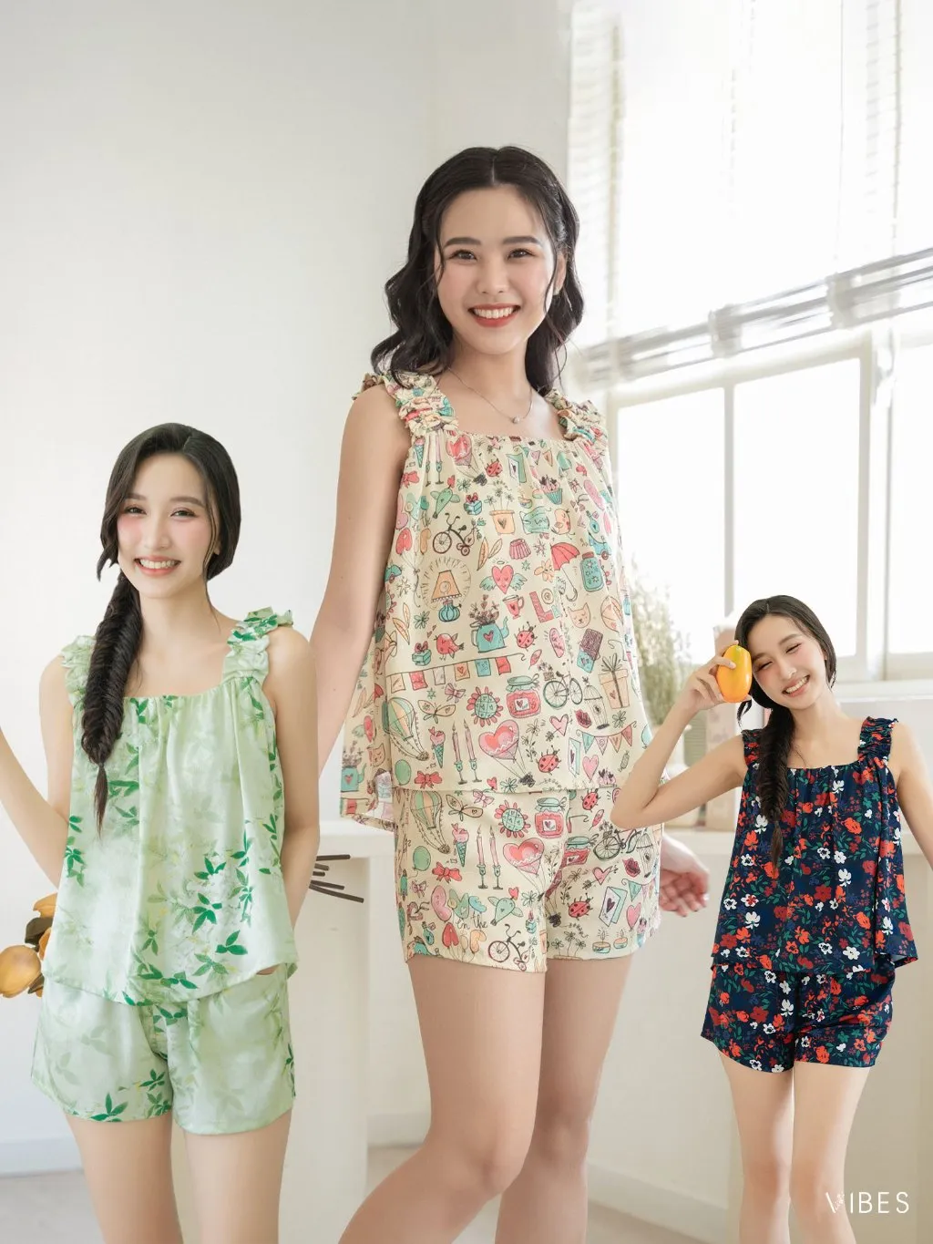 Ảnh VIBES Đồ bộ 2 dây Lụa Gấm cao cấp Sweetie Straps Set 1