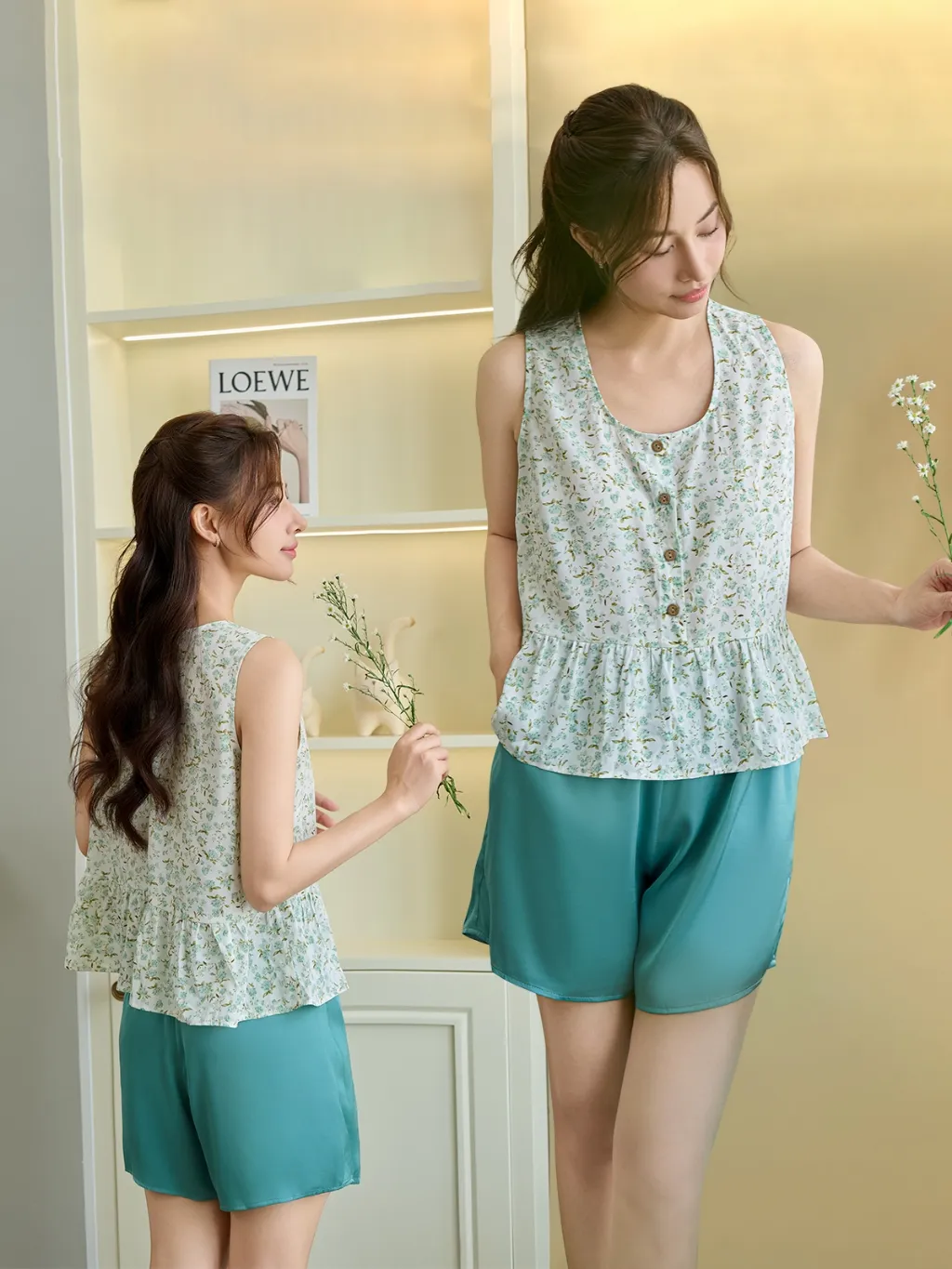 Ảnh VIBES Đồ bộ ngủ sát nách hoa nhí Sleeveless Set 3