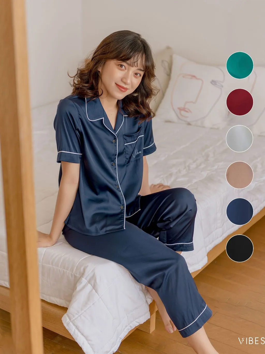 Ảnh VIBES Đồ bộ Pijama dài Lụa trơn cao cấp Silk Long Py Set 4
