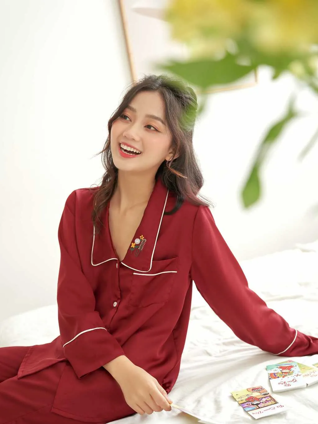 Ảnh VIBES Đồ bộ Pijama dài tay Lụa trơn cao cấp Emma Long Sleeve Py Set 2