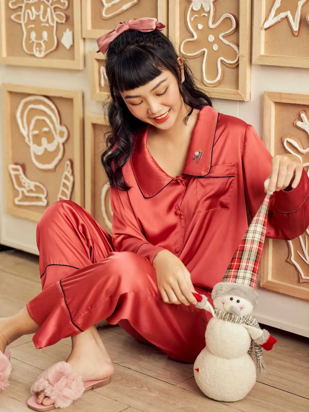 Ảnh VIBES Đồ bộ Pijama dài tay Lụa trơn cao cấp Emma Long Sleeve Py Set 3