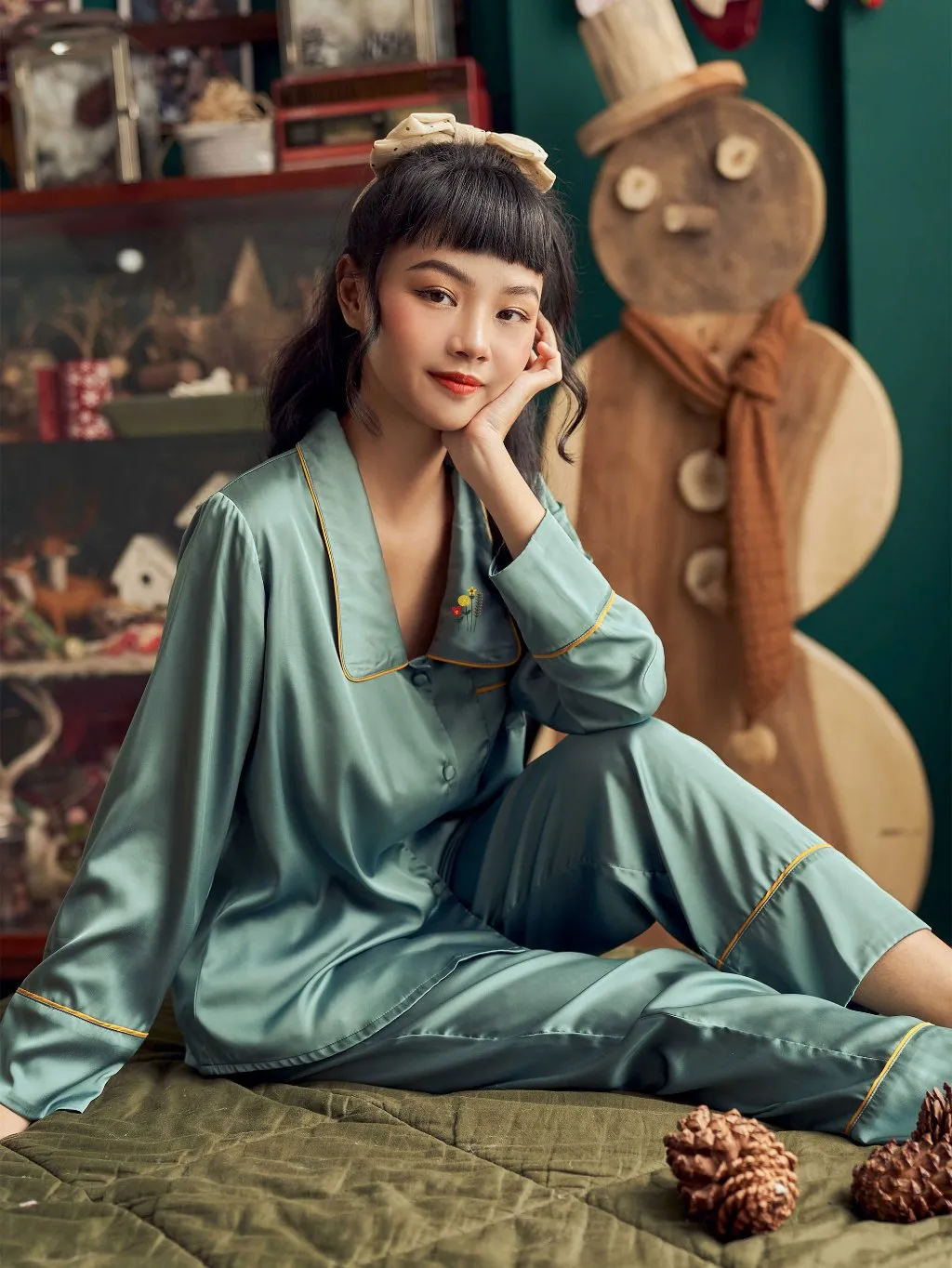 Ảnh VIBES Đồ bộ Pijama dài tay Lụa trơn cao cấp Emma Long Sleeve Py Set 4