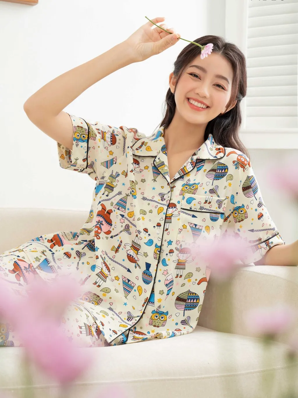Ảnh VIBES Đồ bộ Pijama lửng Owl Capri Py Set 4