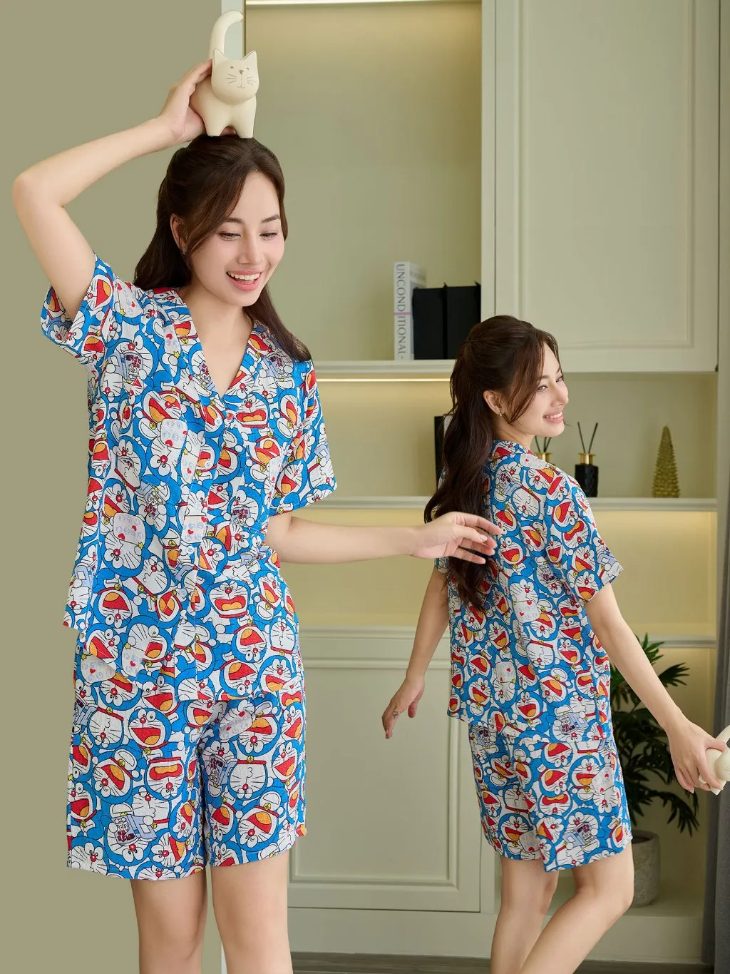 Ảnh VIBES Đồ bộ Pijama ngắn cổ V chất đũi xốp Mon Py Set 2