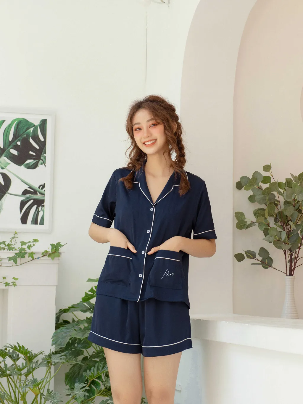 Ảnh VIBES Đồ bộ Pijama ngắn Lụa trơn cao cấp Silk Py Set 3