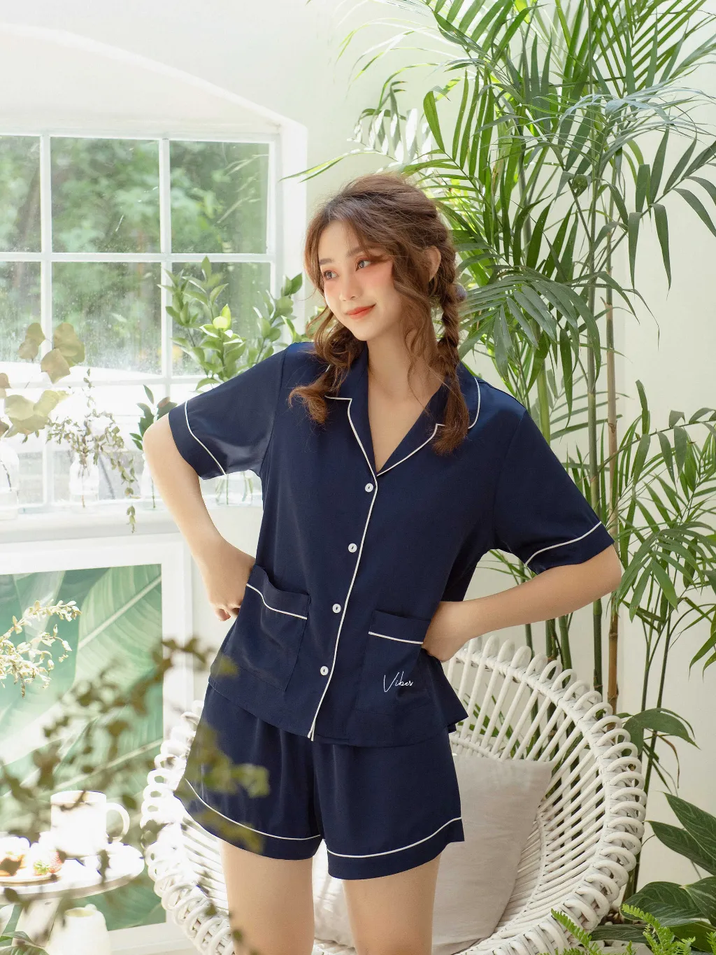 Ảnh VIBES Đồ bộ Pijama ngắn Lụa trơn cao cấp Silk Py Set 4