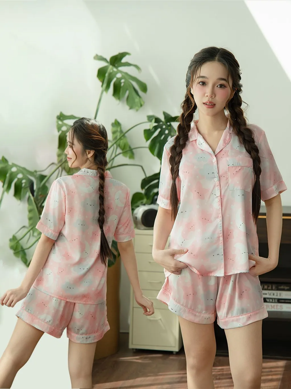 Ảnh VIBES Đồ bộ Pijama ngắn Lụa Latin cao cấp Joiee x Cloudy x Jardin Py Set 2