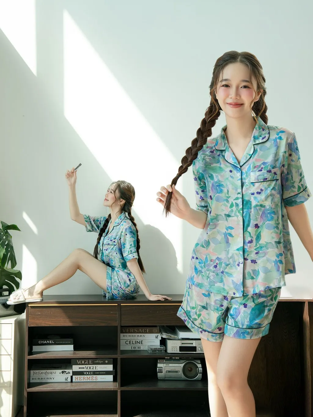 Ảnh VIBES Đồ bộ Pijama ngắn Lụa Latin cao cấp Joiee x Cloudy x Jardin Py Set 3