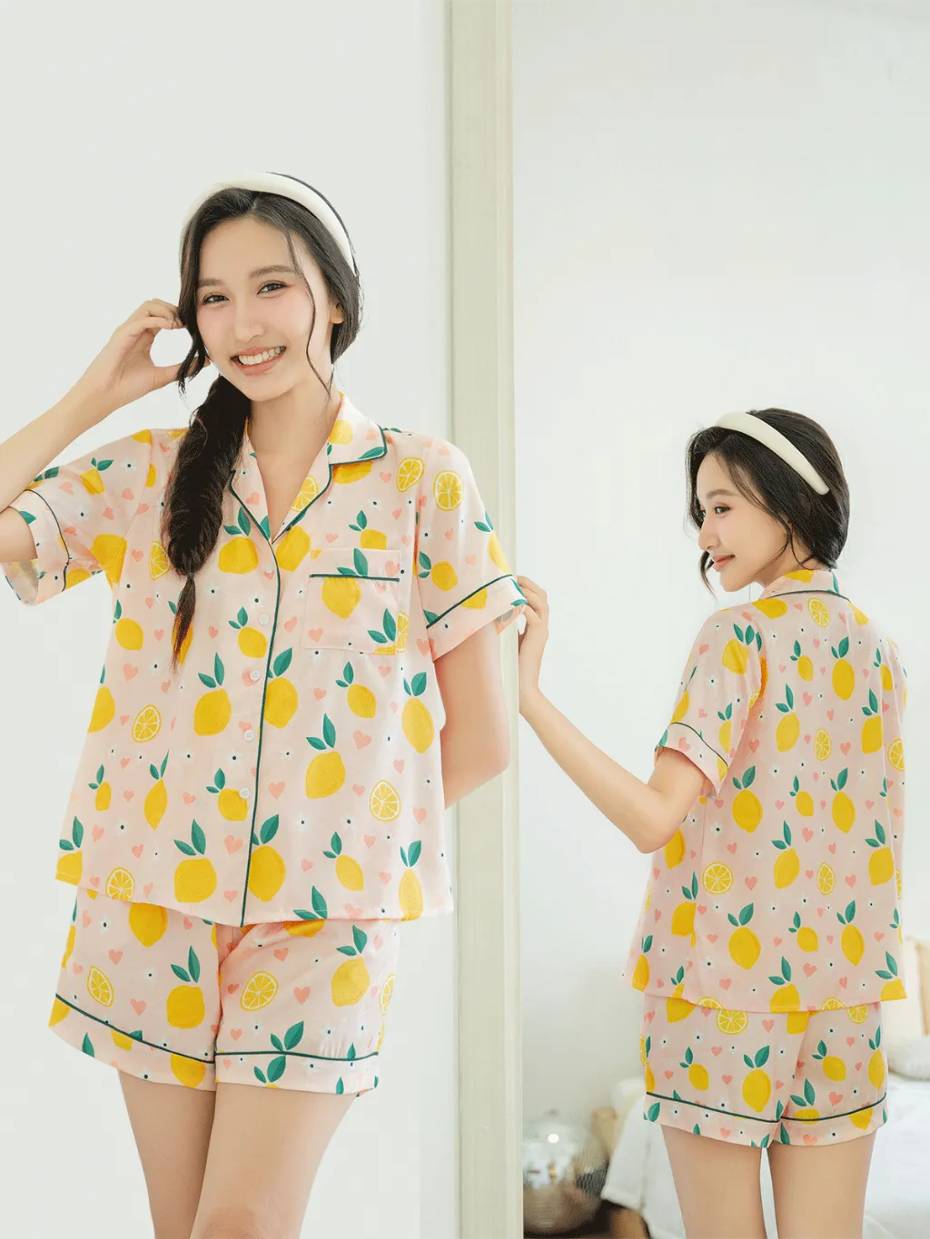 Ảnh VIBES Đồ bộ Pijama ngắn Lụa Gấm cao cấp họa tiết dễ thương Bee Py Set 3