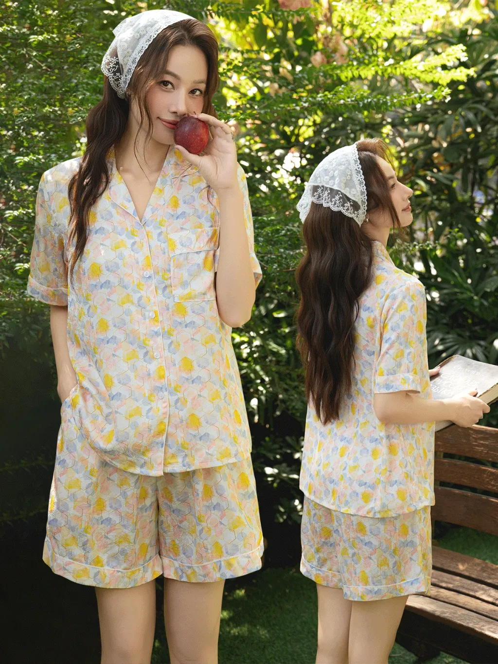 Ảnh VIBES Đồ bộ Pijama ngắn Lụa Gấm cao cấp họa tiết dễ thương Bee Py Set 4