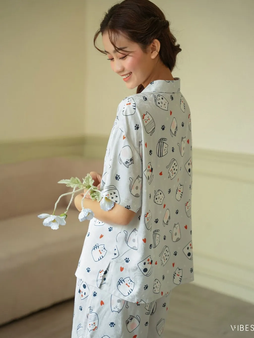 Ảnh VIBES Đồ bộ Pijama ngắn Lụa Gấm cao cấp Naomi Py Set 3