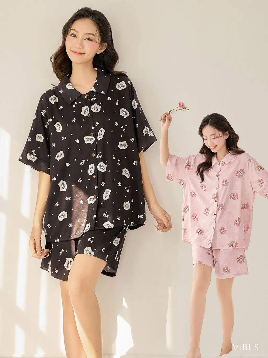Ảnh VIBES Pijama ngắn Freesize Py Set phom rộng từ 45-65kg 1