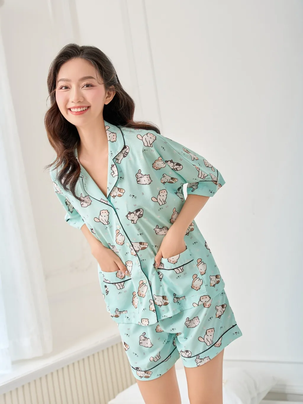 Ảnh VIBES Pijama ngắn phom cánh dơi Marine Py Set 1