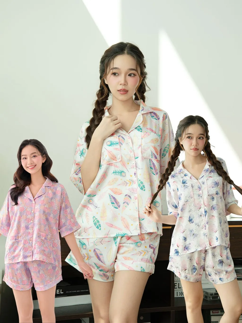 Ảnh VIBES Pijama ngắn phom cánh dơi Lụa cao cấp Clara Py Set 1