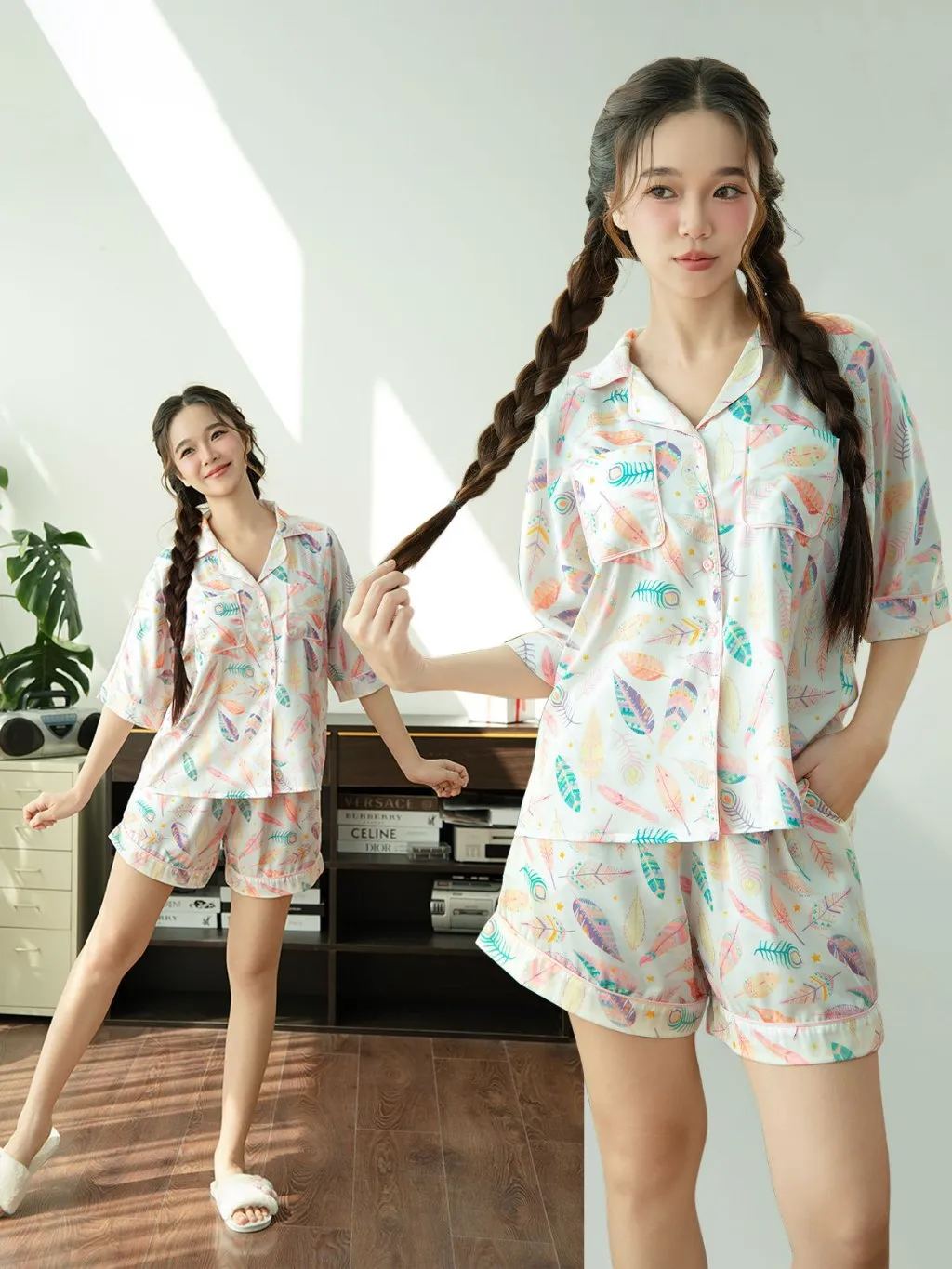 Ảnh VIBES Pijama ngắn phom cánh dơi Lụa cao cấp Clara Py Set 2
