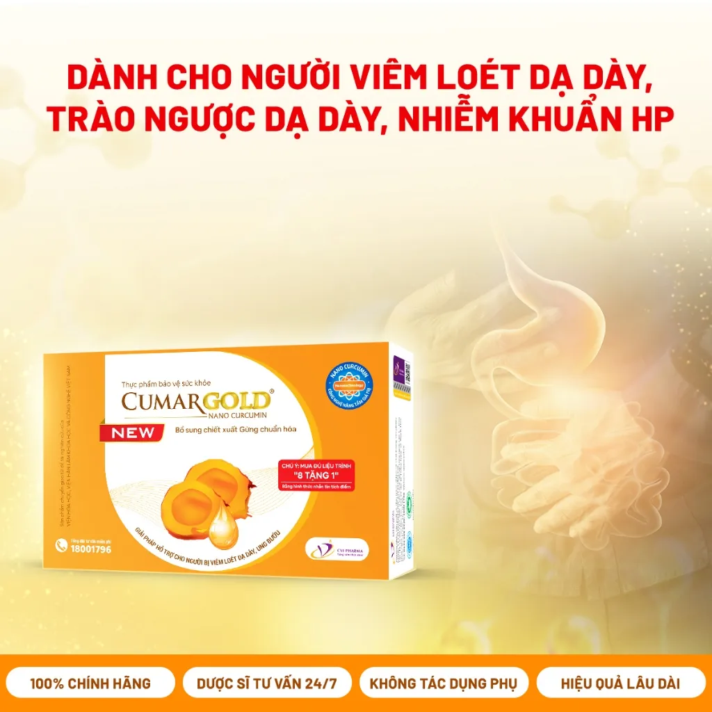 Ảnh Viên Dạ Dày CumarGold New 30 Viên Hỗ Trợ Giảm Đau Dạ Dày, Trào Ngược Từ Nano Curcumin - CMG01 2