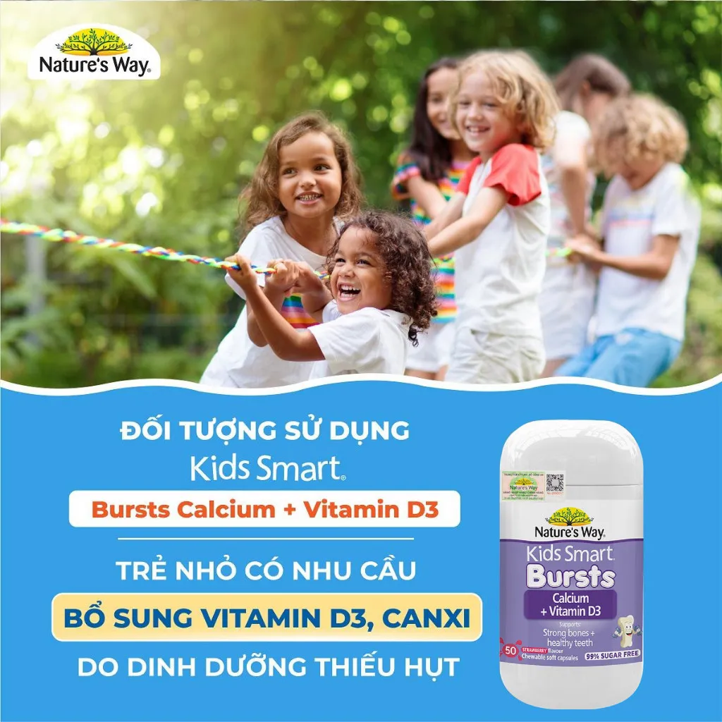 Ảnh Viên Nhai Canxi Sữa Cho Bé Nature’s Way Kids Smart Calcium + Vitamin D3 Burstlets, Hỗ Trợ Xương Và Răng Chắc Khỏe 50v/h 4