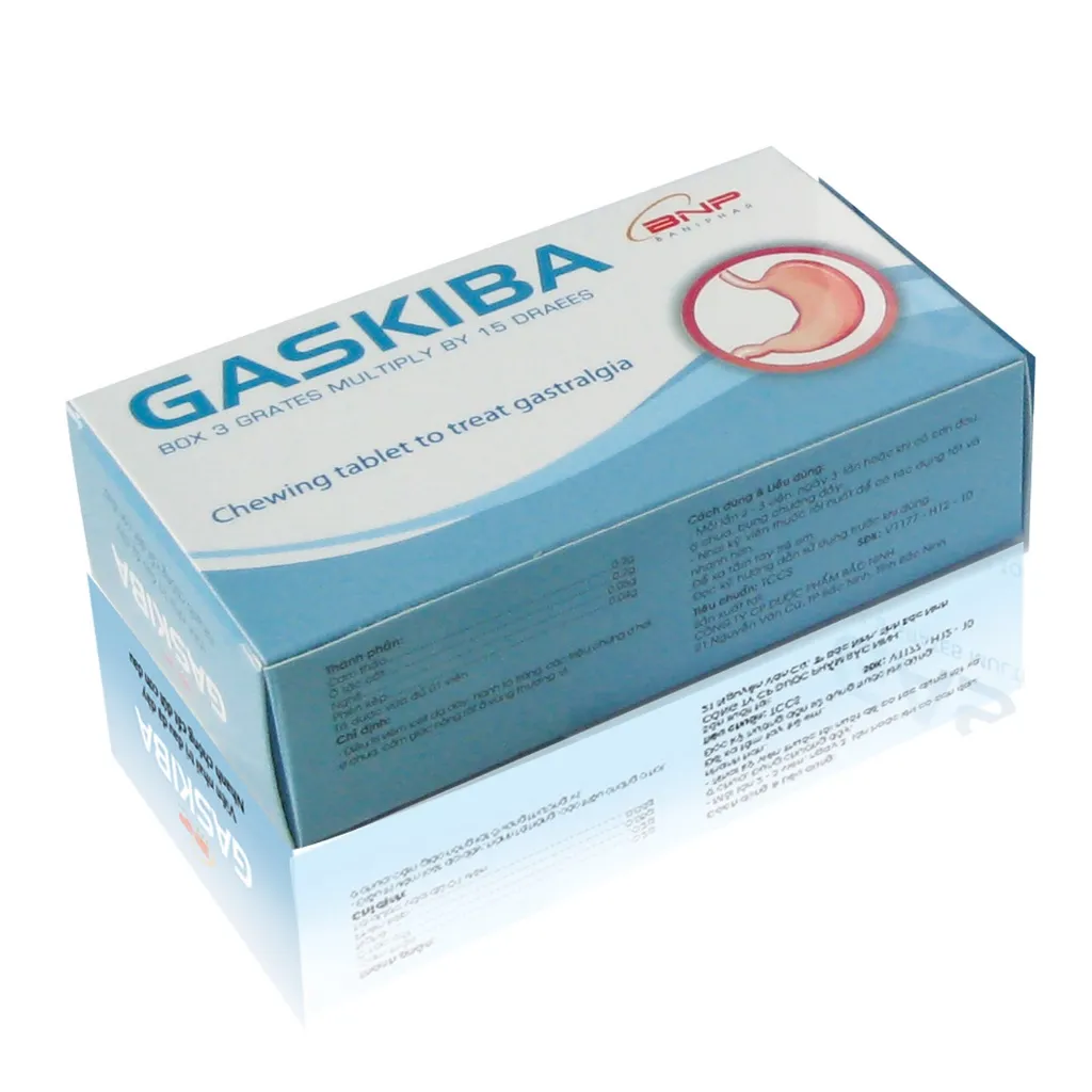 Ảnh Viên Nhai Dạ Dày Gaskiba BANIPHAR Giúp Bảo Vệ Niêm Mạc, Hết Ợ Hơi, Ợ Chua Giảm Chướng Bụng, Khó Tiêu Hộp 3 Vỉ 2