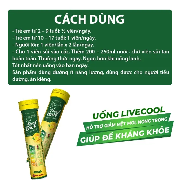 Ảnh Viên sủi năng lượng Livecool Nam Dược tuýp 16viênx4g hương cam hỗ trợ giảm mệt mỏi,tăng sức đề kháng 4