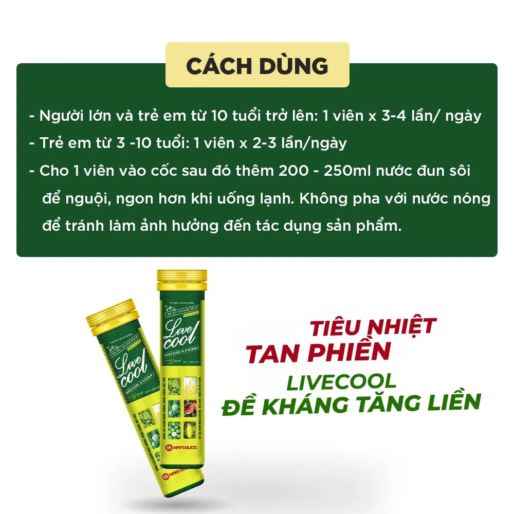 Ảnh Viên sủi thanh nhiệt Livecool Nam Dược hương dưa gang 16 viên x4g hỗ trợ giảm nhiệt miệng nóng trong, giải độc, mát gan 3