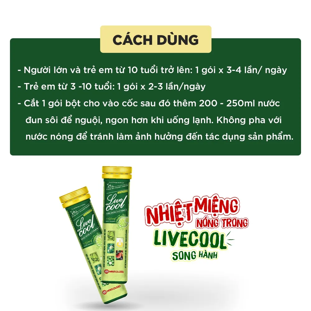 Ảnh Viên sủi thanh nhiệt Livecool Nam Dược hương chanh 16 viên x 4g hỗ trợ giảm nhiệt miệng, nóng trong 4