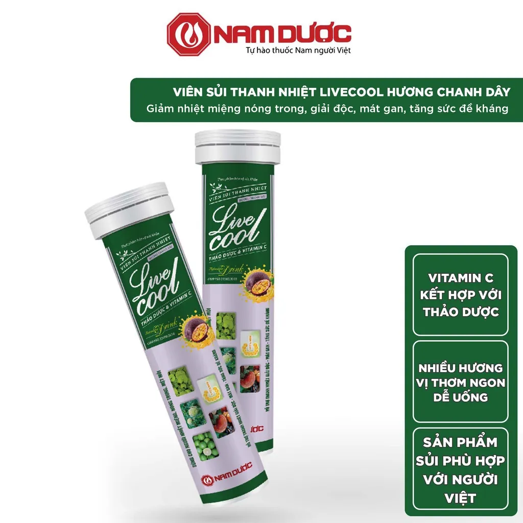 Ảnh Viên sủi thanh nhiệt Livecool Nam Dược hương chanh dây 16 viên x4g hỗ trợ giảm nhiệt miệng nóng trong, tăng sức đề kháng 2