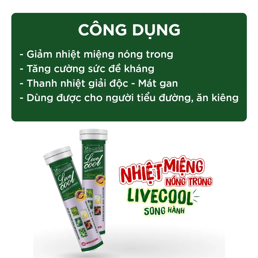Ảnh Viên sủi thanh nhiệt Livecool Nam Dược hương chanh dây 16 viên x4g hỗ trợ giảm nhiệt miệng nóng trong, tăng sức đề kháng 3