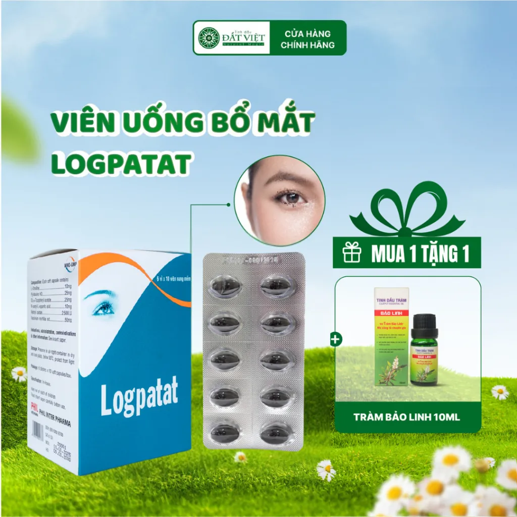 Ảnh Viên uống bổ mắt Logpatat hộp 60 viên chính hãng, Hỗ trợ tăng cường thị lực, chống mỏi mắt, quáng gà 1