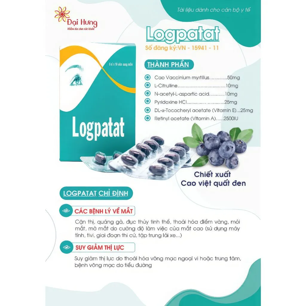 Ảnh Viên uống bổ mắt Logpatat hộp 60 viên chính hãng, Hỗ trợ tăng cường thị lực, chống mỏi mắt, quáng gà 4