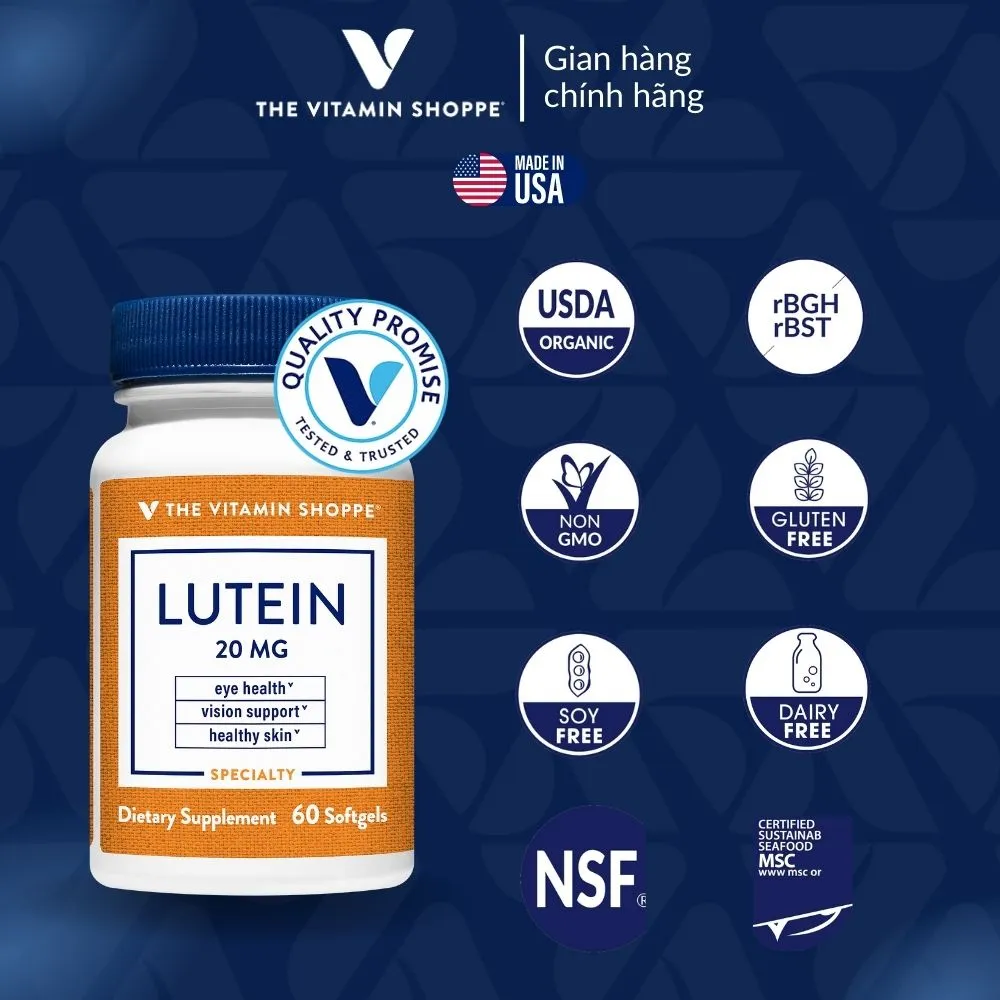 Ảnh Viên uống bổ mắt tăng cường thị lực THE VITAMIN SHOPPE Lutein 20MG 60 viên 1
