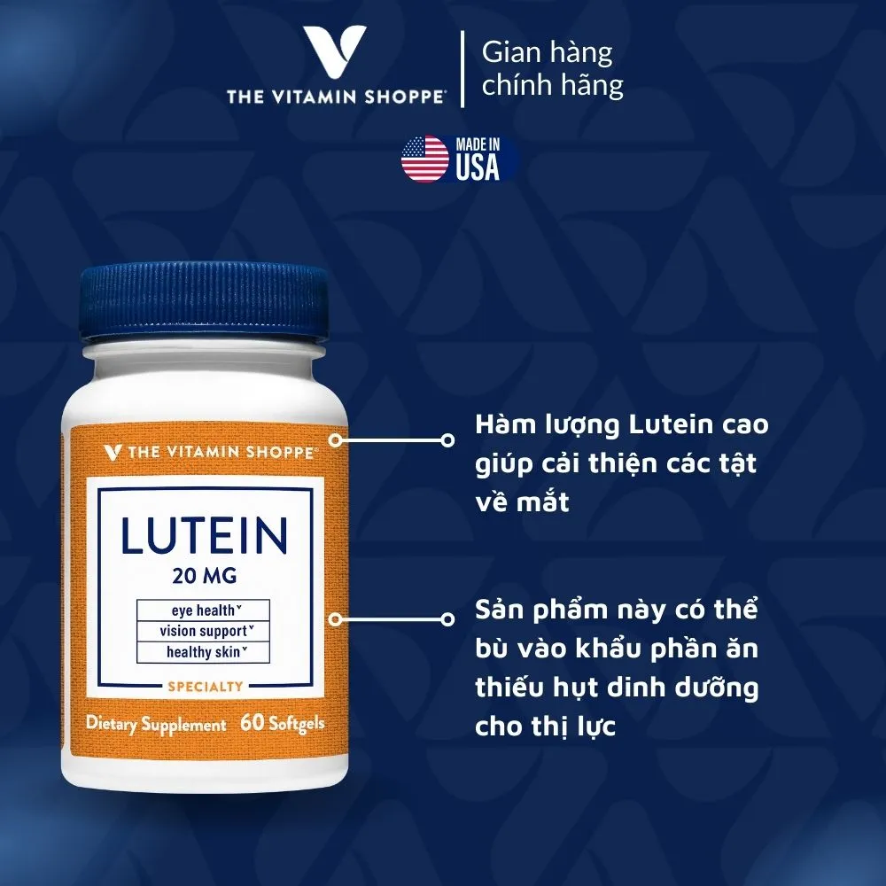Ảnh Viên uống bổ mắt tăng cường thị lực THE VITAMIN SHOPPE Lutein 20MG 60 viên 2
