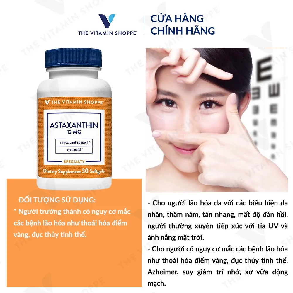 Ảnh Viên uống bổ mắt tăng cường thị lực The Vitamin Shoppe Astaxanthin 12 MG 30 viên 3
