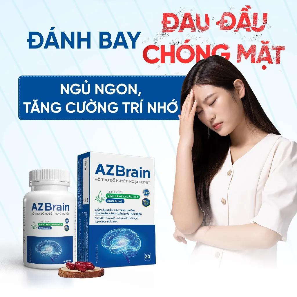 Ảnh Viên uống bổ não Az brain giảm đau đầu, mất ngủ, hết rối loạn tiền đình (Hộp 60 viên) Growgreenaz 1