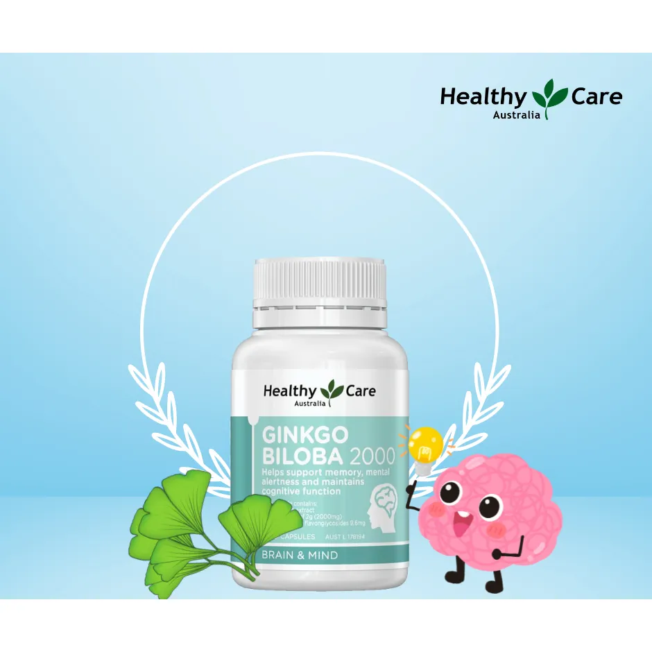 Ảnh Viên uống bổ não Healthy Care Ginkgo Biloba 2000 tuần hoàn lưu thông máu 100 viên 2