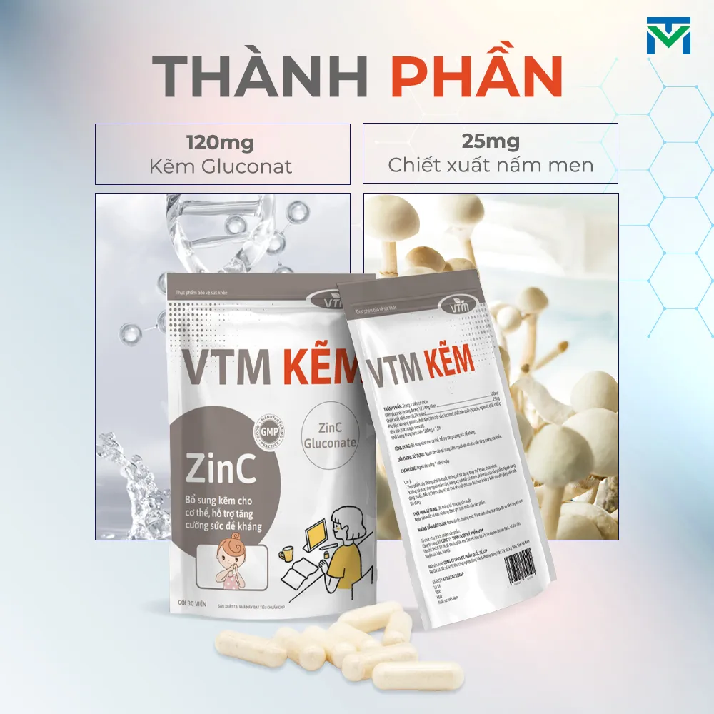 Ảnh Viên uống bổ sung Kẽm ZinC VTM hỗ trợ tăng cường đề kháng, miễn dịch gói 30 viên - 30 ngày 3