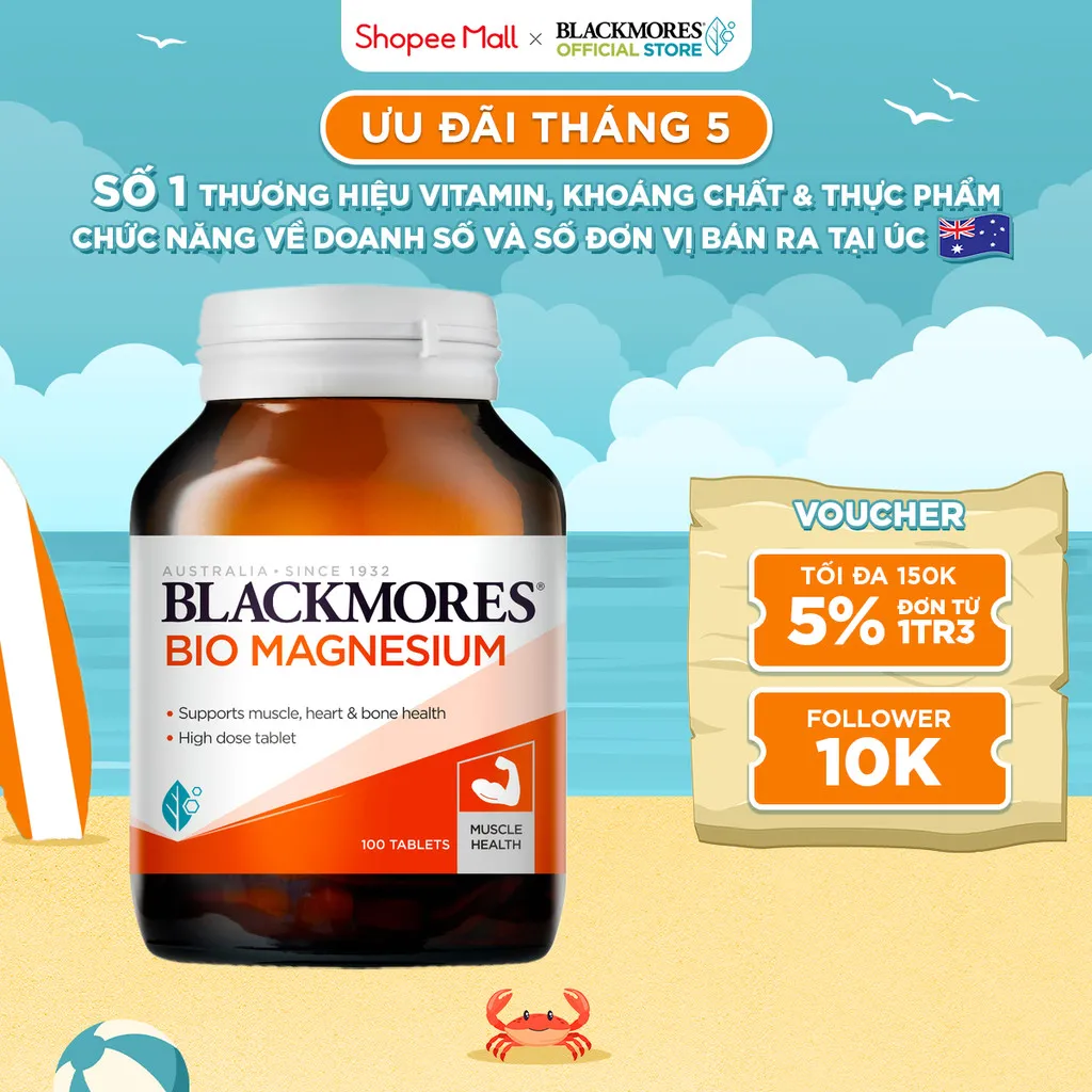 Ảnh Viên Uống Bổ Sung Magie Hỗ Trợ Cơ Bắp Ngăn Ngừa Chuột Rút Blackmores Bio Magnesium Lọ 100 Viên 1
