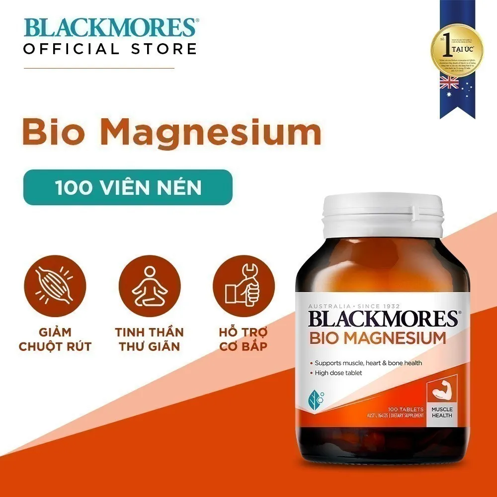 Ảnh Viên Uống Bổ Sung Magie Hỗ Trợ Cơ Bắp Ngăn Ngừa Chuột Rút Blackmores Bio Magnesium Lọ 100 Viên 2