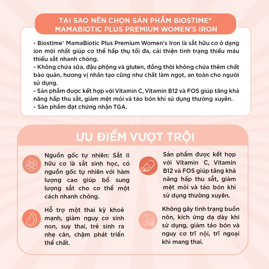Ảnh Viên Uống Bổ Sung Sắt Và Vitamin Cho Mẹ Bầu Biostime Ngừa Thiếu Chất Trong Thai Kỳ ngừa thiếu máu 2