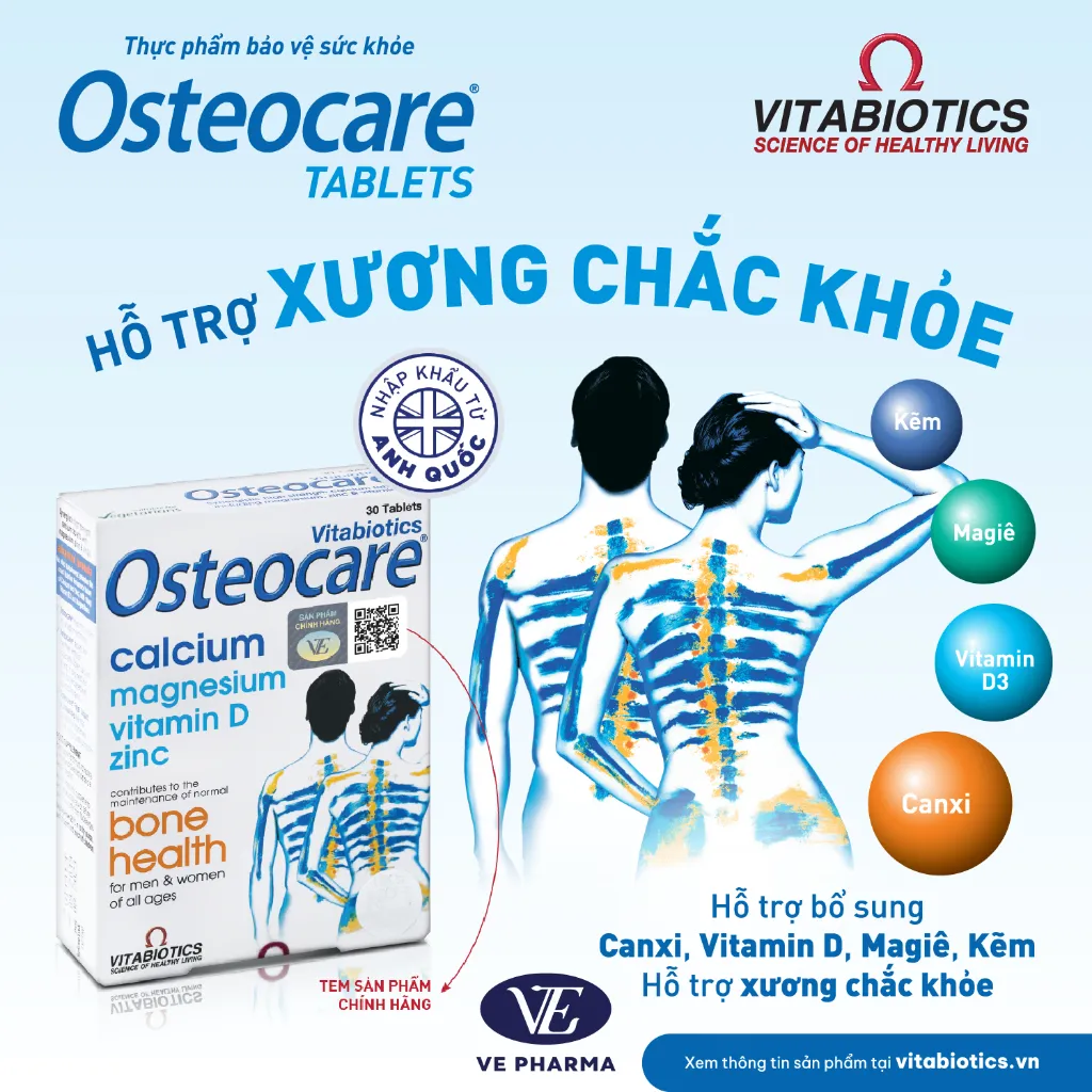 Ảnh Viên Uống Chắc Khỏe Xương Vitabiotics OSTEOCARE Bổ Sung Canxi 30 Viên 1
