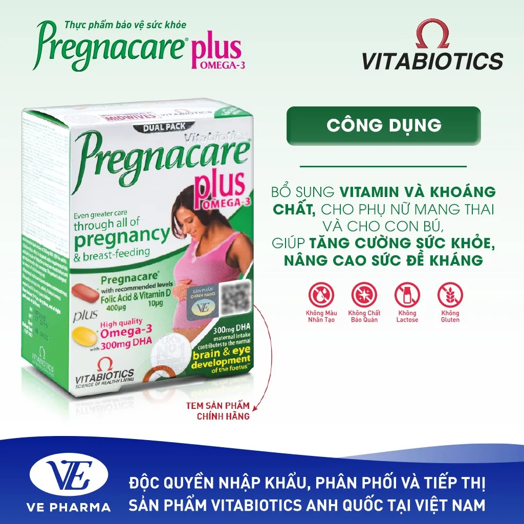 Ảnh Viên Uống Cho Mẹ Bầu Vitabiotics PREGNACARE PLUS OMEGA-3 Tăng Cường Sức Khỏe Nâng Cao Đề Kháng Hộp 56 Viên 1