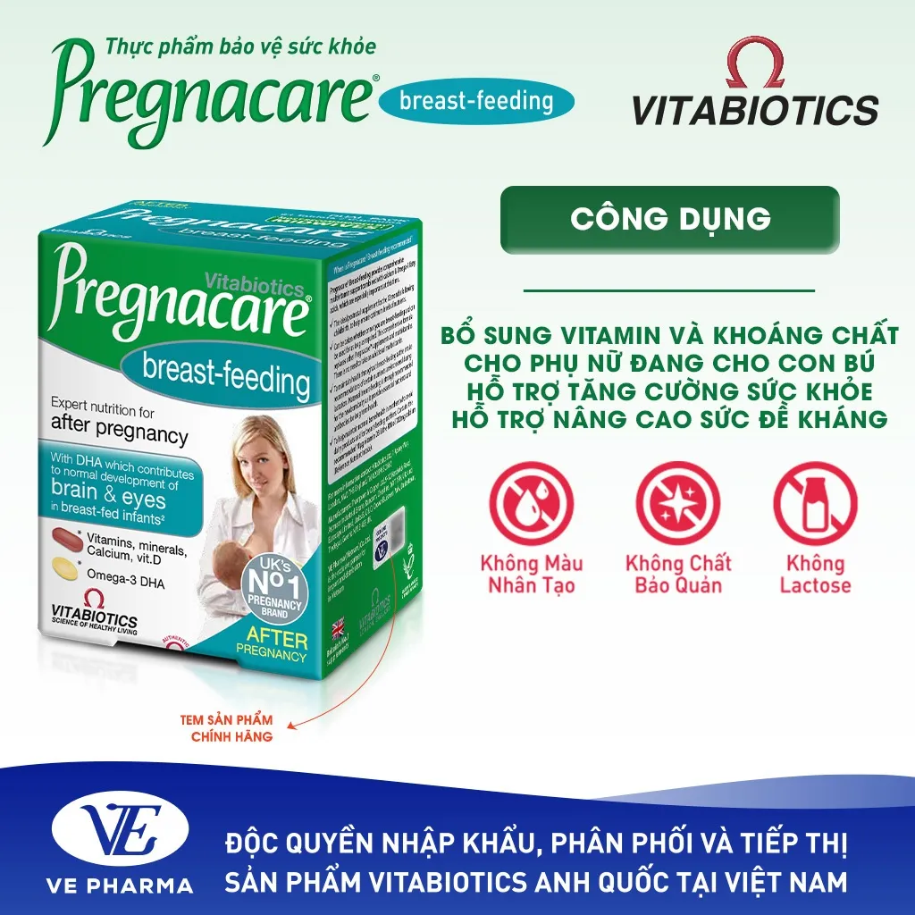 Ảnh Viên Uống Cho Phụ Nữ Cho Con Bú Vitabiotics PREGNACARE Breast-feeding Bổ Sung Dinh Dưỡng Nâng Cao Sức Đề Kháng 84 Viên 1